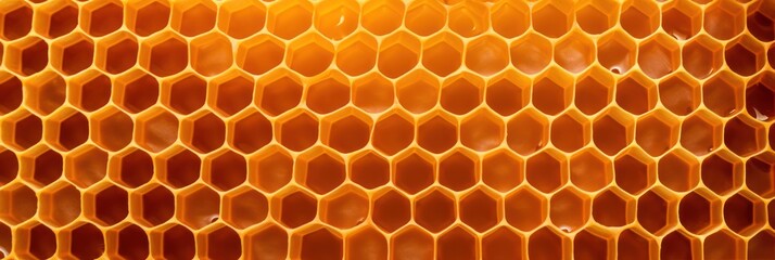 Close-up vibrant honeycomb pattern background showcasing natural hexagonal architecture