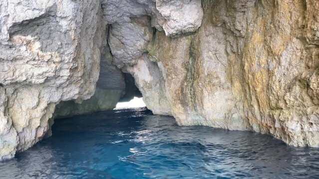 Cominotto cave, blue lagoon, Malta. High quality 4k footage