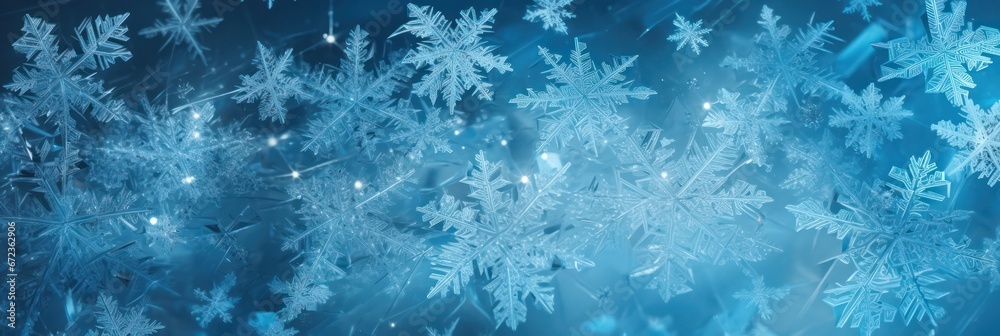 Aufkleber intricate ice crystals against a shimmering bokeh backdrop, ideal for winter-themed designs.