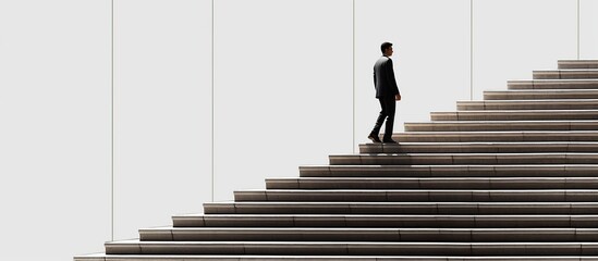 A businessman climbing stairs to get success. AI generated image