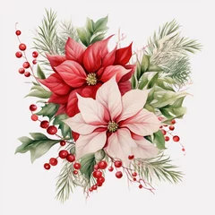 Tuinposter christmas watercolor  poinsettia clip art  © donna