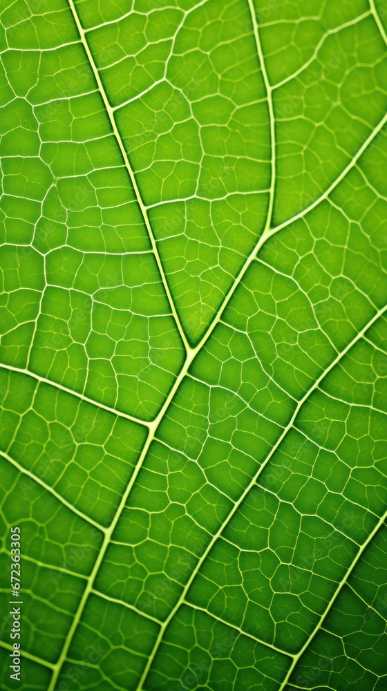 Poster vibrant green leaf texture background showcasing intricate vein patterns and natural symmetry