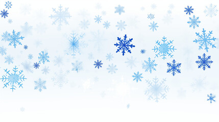Błękitne zimowe świąteczne tło na baner, tapetę. Płatki śniegu, śnieżynki.  - obrazy, fototapety, plakaty