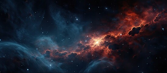 Obraz premium A galaxy located at a great distance contains a nebula formed by stars dust and gas Components of this visual representation were provided by AI