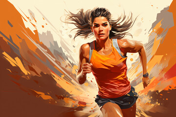 Runner with orange trail in dynamic pose