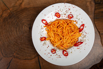 Delicious Italian pasta, Spaghetti, Fettuccine, Macaroni, Fusilli, Bow ties, Penne