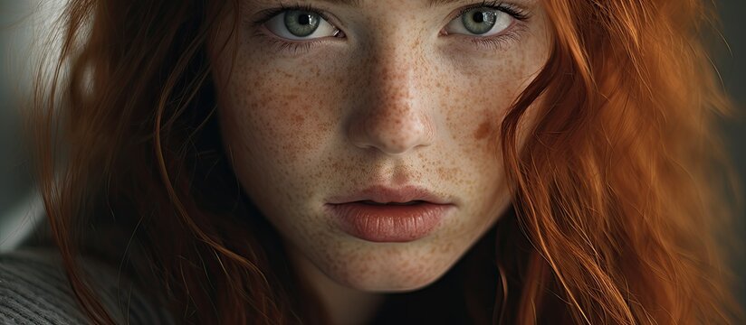 A girl adorned with freckles captured in a picture