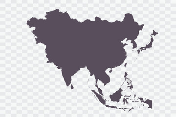 Asia Map Graphite Color on White Background quality files Png