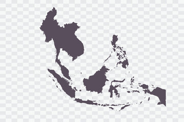 Southeast Asia Map Graphite Color on White Background quality files Png