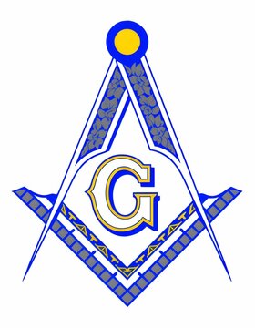 AI generated illustration of the Freemason Symbol with a letter G surrounded by a boat pattern