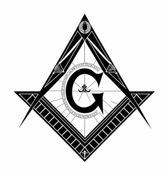 AI generated illustration of the Freemason Symbol with a letter G surrounded by a boat pattern