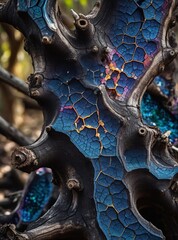A Captivating Close-Up of a Mesmerizing Blue and Black Sculpture