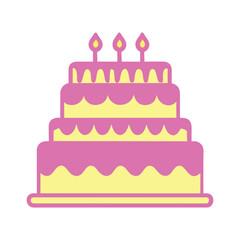 Birthday cake with candles, easy editing and recolor, flat icon vector illustration isolated