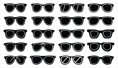 Sunglasses icons set, Black sunglass, eyewear icon, polarized glasses, vector illustration isolated on white background