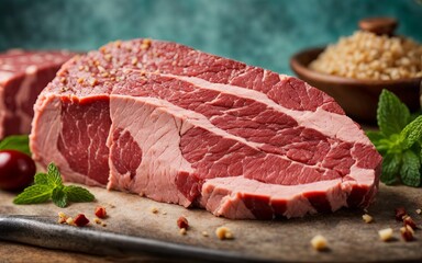 A Juicy Steak on a Wooden Cutting Board Ready for Cooking