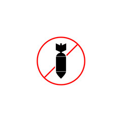 Obraz premium No bomb sign. Air bomb is forbidden icon isolated on white background