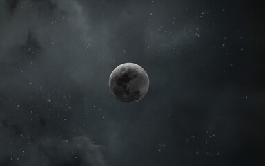 3D illustration of the the moon. Elements provided by NASA