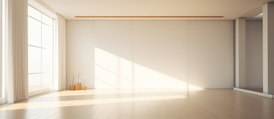 Fototapeta na wymiar Empty interior design room with Shiny wooden parquet floor. AI generated image