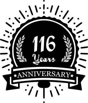 Elegant Black and White Commemorative Circular Stamp for 116th Anniversary Celebration