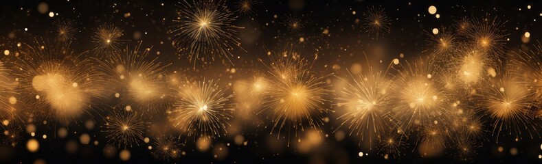 Fototapeta premium Golden firework with bokeh background. New Year celebration, Abstract Christmas and new years eve holiday background