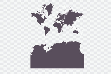 Continents With Antarctica Map Graphite Color on White Background quality files Png
