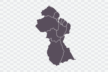 Guyana Map Graphite Color on White Background quality files Png