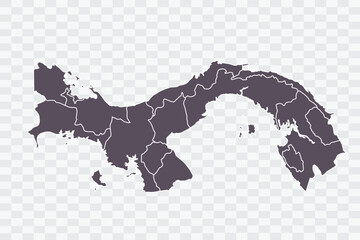 Panama Map Graphite Color on White Background quality files Png