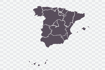 Spain Map Graphite Color on White Background quality files Png