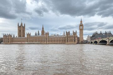 Fototapeta na wymiar Palace of Westminster and Big Ben tower in London, England