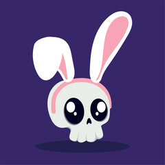 Isolated cute skull with rabbit ears Vector