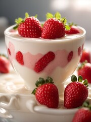 A Bowl of Fresh, Juicy Strawberries on a Clean, White Plate