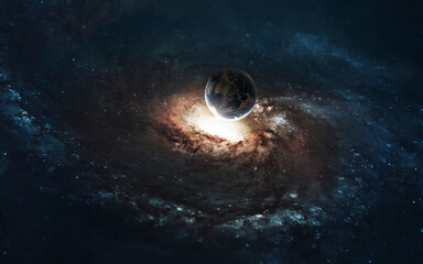 Obraz premium 3D illustration of giant black hole or galaxy in deep space. Elements of image provided by Nasa