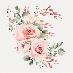 bouquet of roses water color clip art pink 