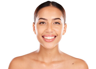 Portrait, beauty and woman in skincare, wellness and luxury pamper isolated on a transparent PNG...