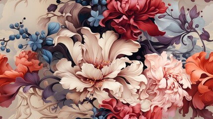 Rococo Elegance: Seamless Watercolor Textile Pattern