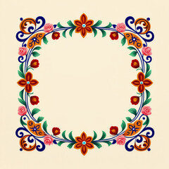 Fototapeta na wymiar Vintage floral frame, rectangular shape. Generative AI
