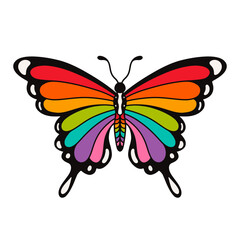 Butterfly with Colorful wings isolated on white background for pride month
