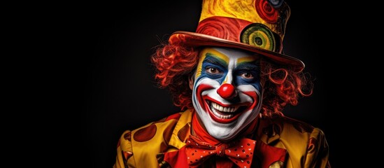 Fototapeta na wymiar A comical idea of a clown against a somber backdrop