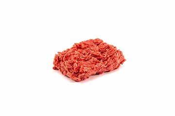 Picture of uncooked ground beef isolated on a white background