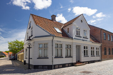 Happy walk through Varde city's old town on a great summer's day. West Jutland, Region Southern Denmark.	
