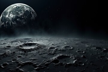 Naklejka na ściany i meble The close-up intricacy of the moon's craters captivates, revealing a textured lunar diary.