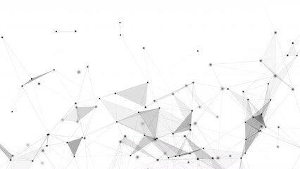 Abstract polygonal space with dots and lines motion. Data technology and scientific animation. 3d rendering. Seamless loop 4K White Background