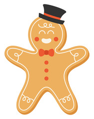 Obraz premium Funny Christmas gingerbread man illustration