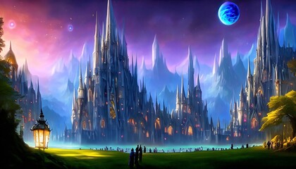 Obraz premium a fairy tale landscape with fairy creatures suitable as a background