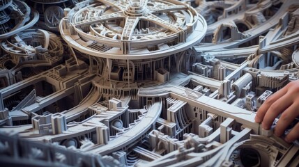 An architect designs a model of a building