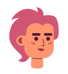 Millennial asian young woman smirk 2D vector avatar illustration. Korean modern female cartoon character face portrait. Stylish girl flat color user profile image isolated on white background