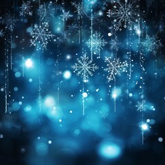 A winter wonderland with snowflakes on a blue background