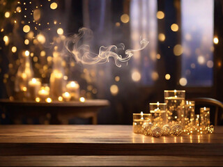 Ethereal Smoke and Bokeh Lights in an Elegant Table Setting