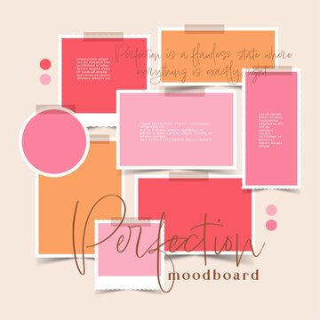 Vector photo collage template moodboard pictures grids vector illustration	