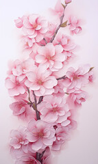 a pink blossom with white background on it
